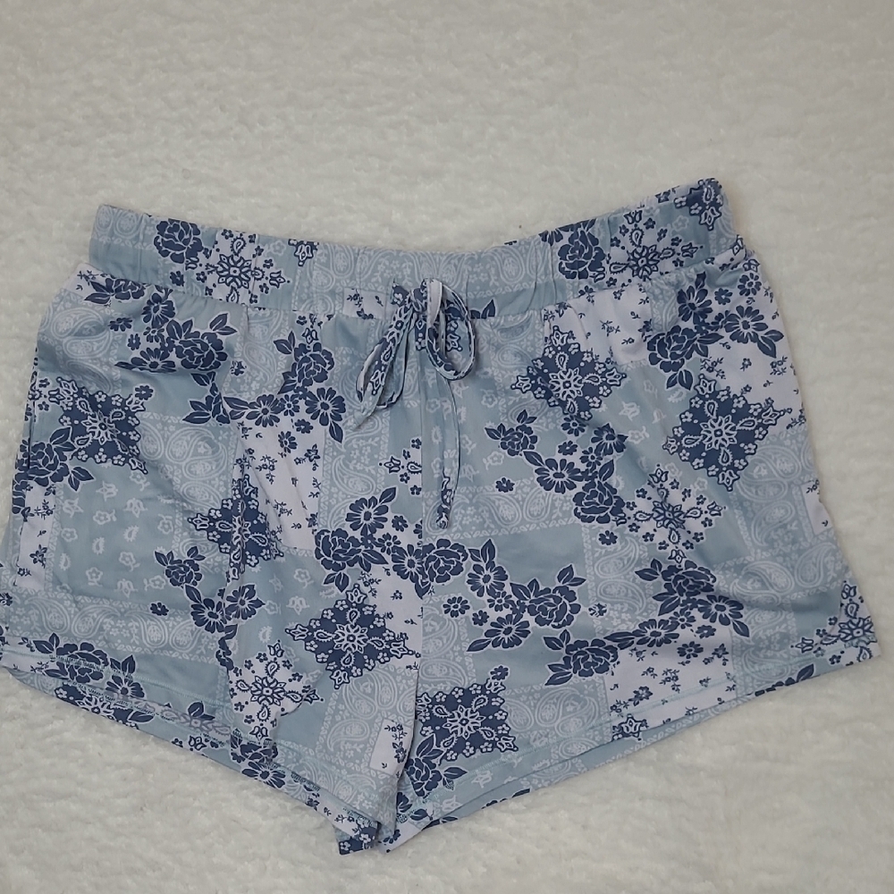 Wonderly Intimates Blue Floral Pajama Shorts size Large